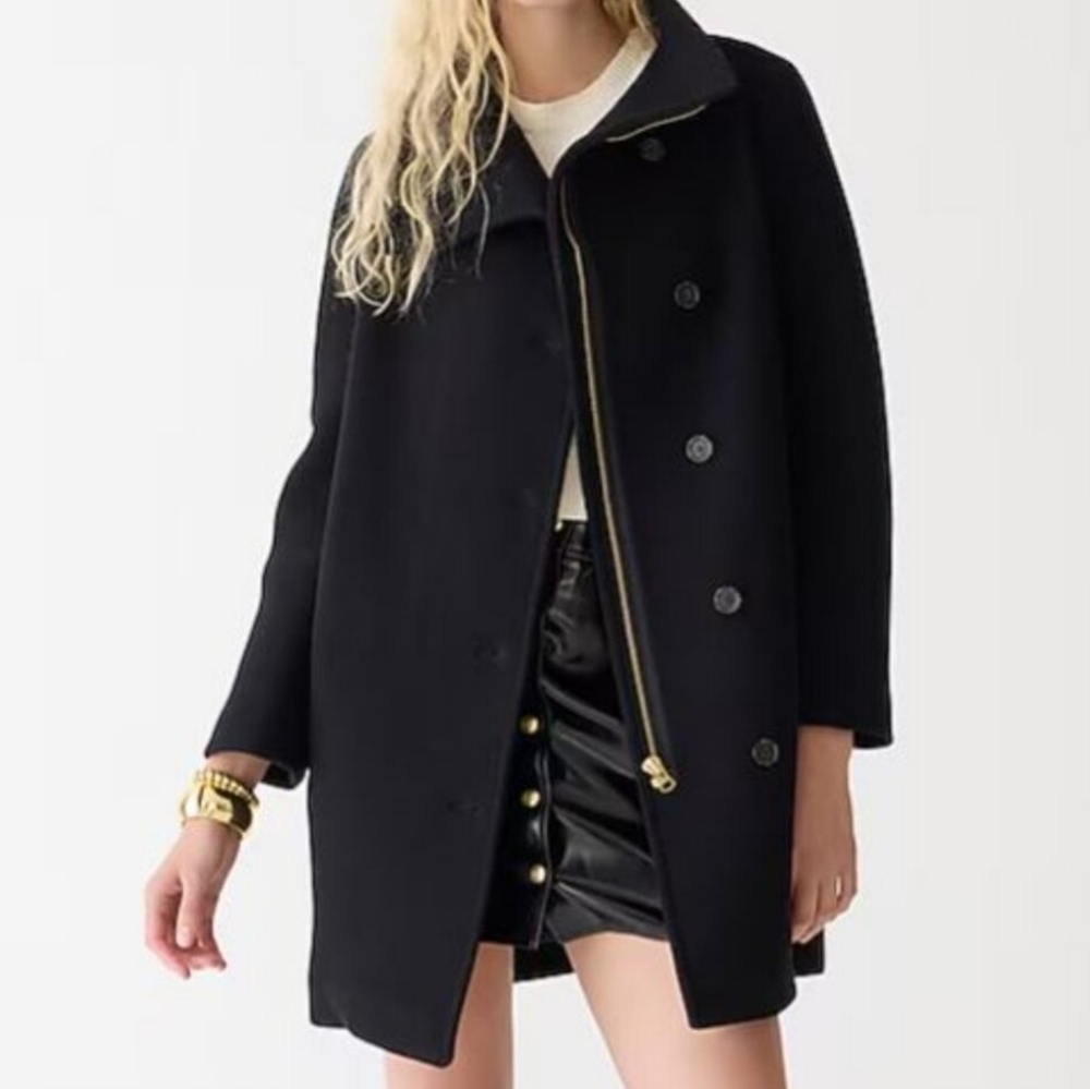 《 J.Crew 》Black Villa Stadium Cloth Coat